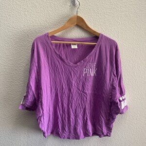 PINK Victoria's Secret Dolman Sleeve Bat Wing Oversized V-Neck T-Shirt XS Small